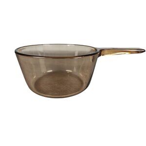 Corning Vision Ware Amber Glass Sauce Pan 1.5 L Pyrex Cookware Pot No Lid USA